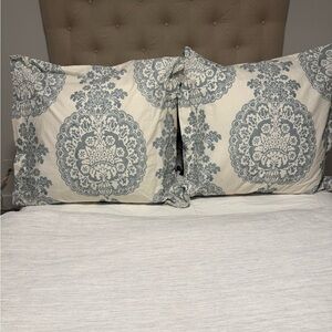 Blue and Cream Paisley Euro Shams